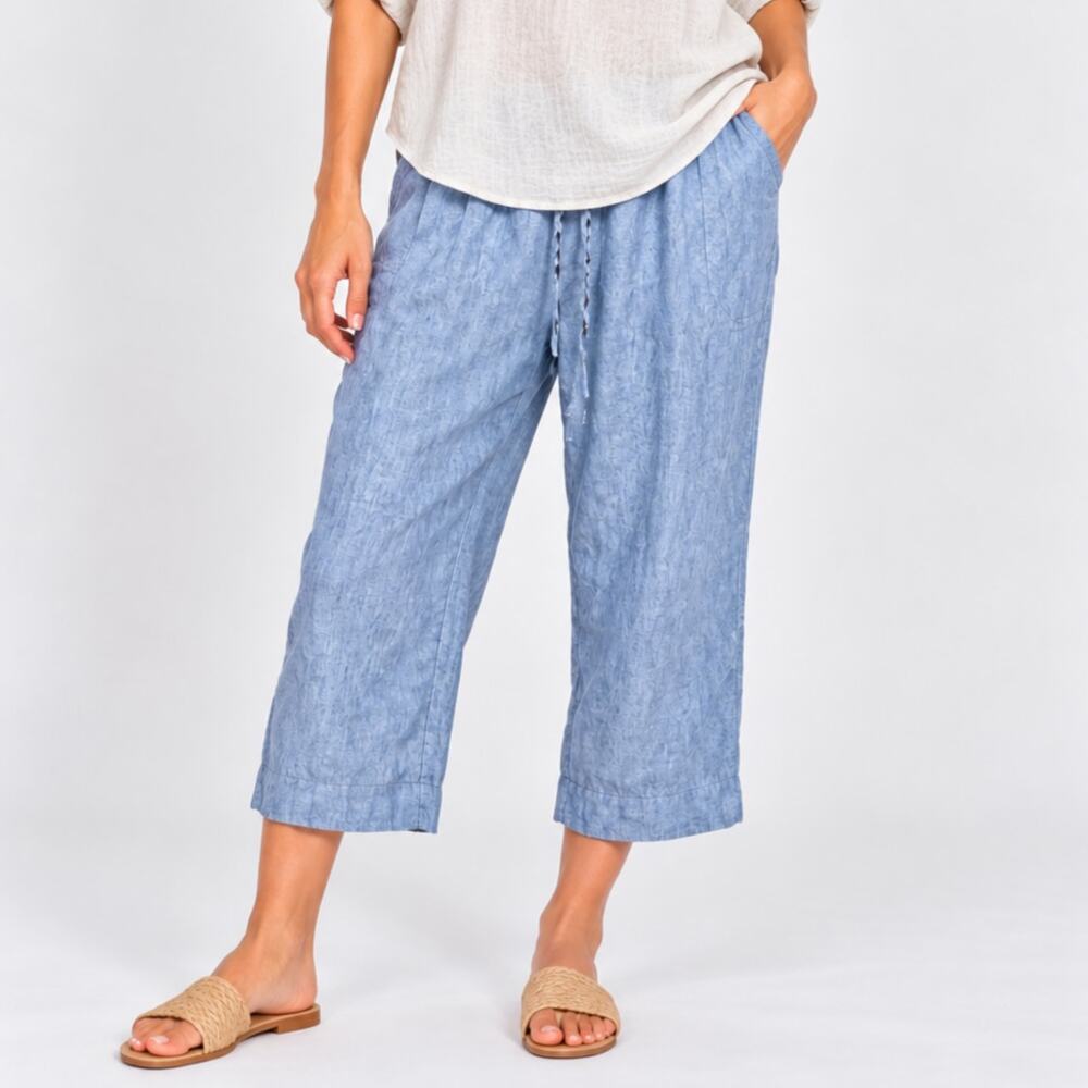 Charter Club 100% Linen Pants Women's Size L Blue Coastal Casual Minimalist